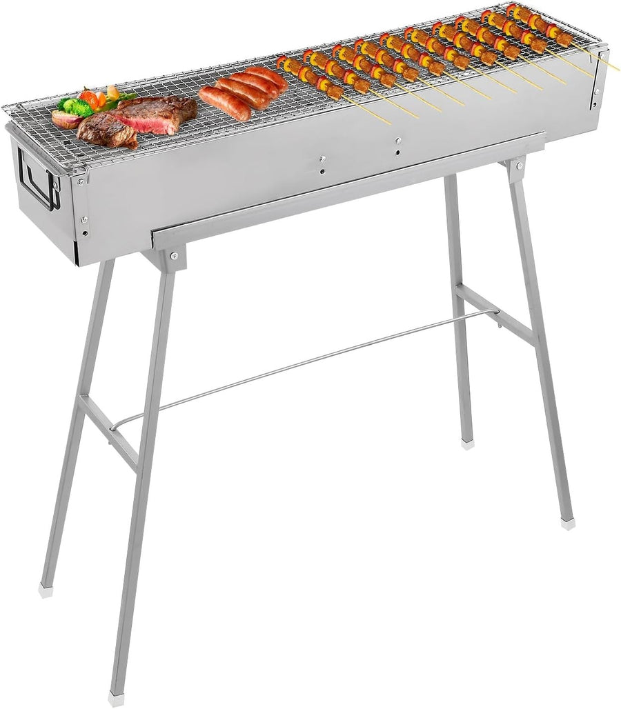 Portable Stainless Steel Charcoal BBQ Grill Folding Yakitori Kebab Stand Outdoor