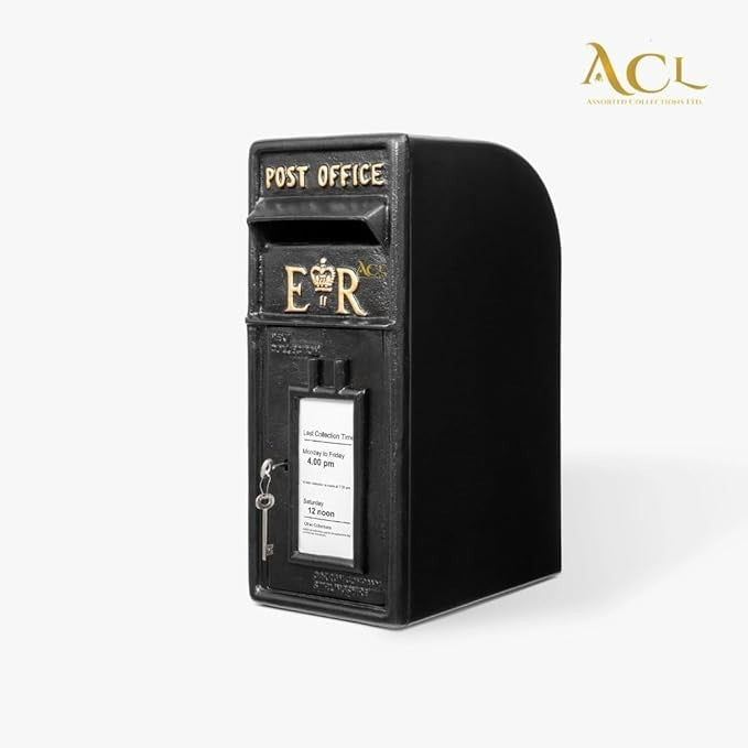 Lockable Cast Iron Wall Post Box Black – Secure Mailbox, Weatherproof, Gift-Read