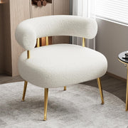 Sherpa Bouclé Accent Chair Round Upholstered Barrel Seat for Small Spaces