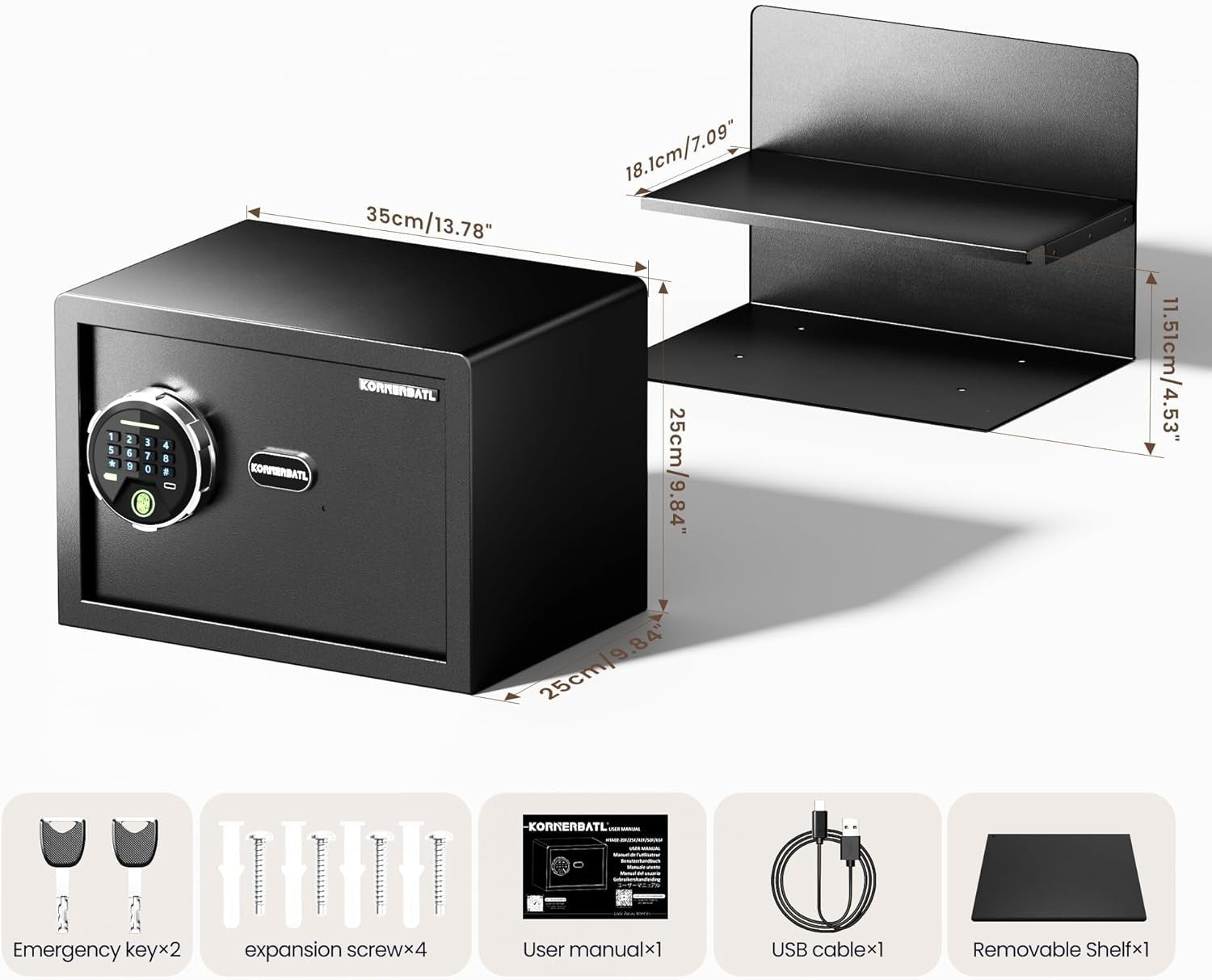 Biometric Fingerprint Safe Box 19LB Steel Home Security Safe LED Keypad