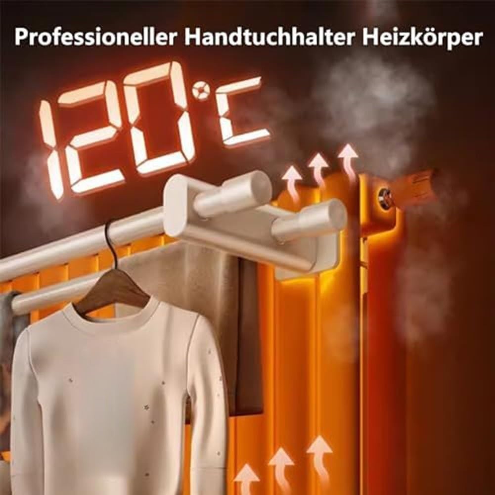 Double Bar Radiator Towel Rail Clothes Dryer – Adjustable, Space-Saving 62cm