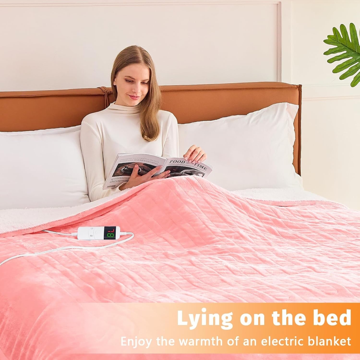 Electric Heated Throw Blanket Pink Soft Fleece 10 Heat Levels Timer 130x160cm