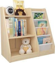 Kids Wooden Bookshelf Toy Storage Rack Montessori Organizer for Nursery Room