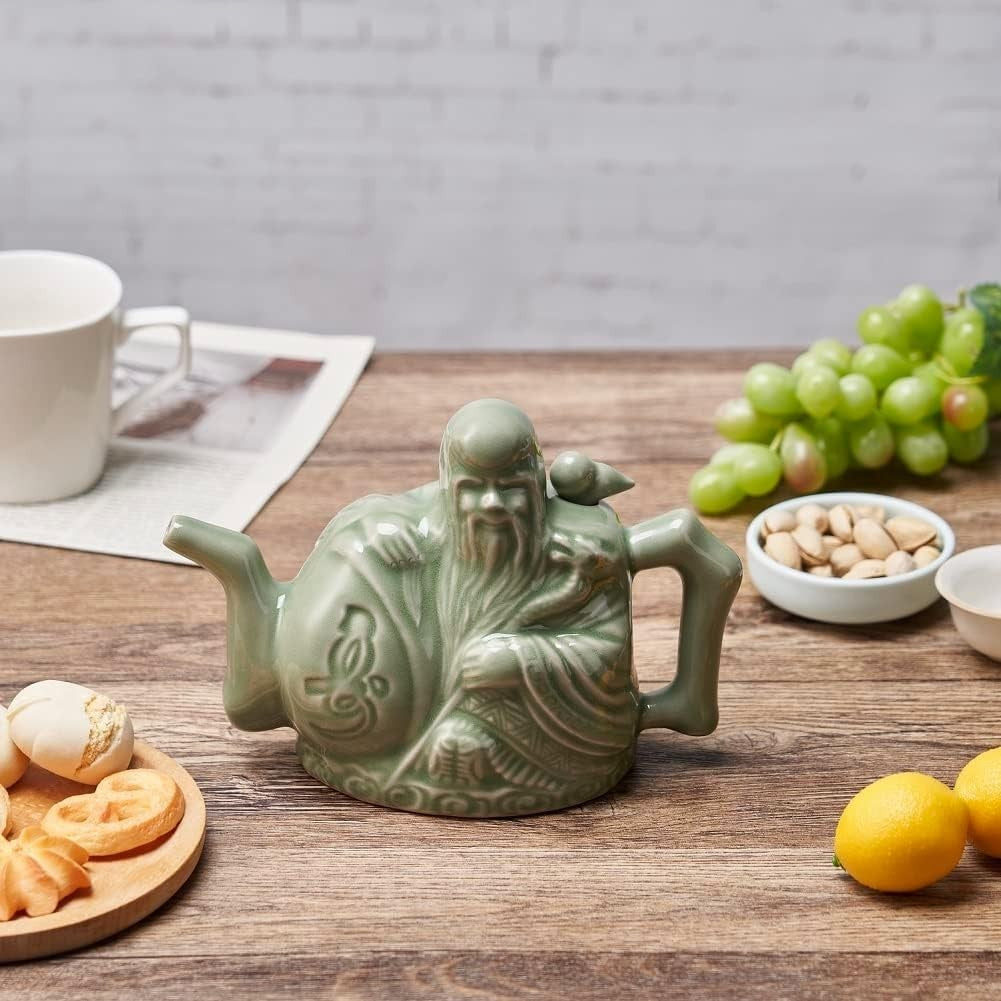 Magic Ceramic Teapot Secret Compartment Tea Kettle 16oz Dual Pour Pot