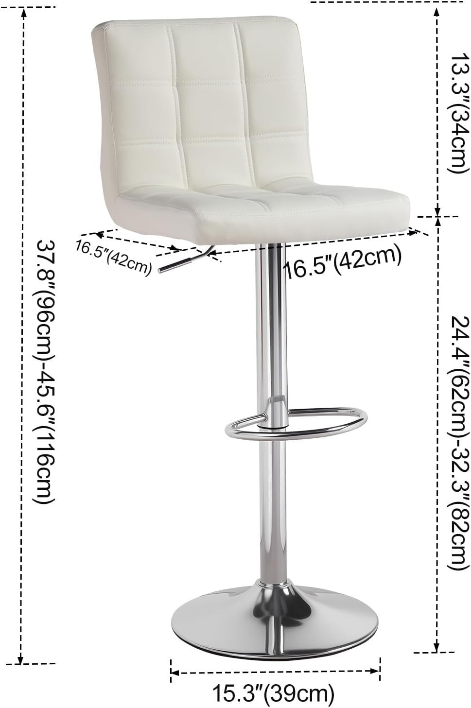 Beige Swivel Bar Stool Adjustable Height Gas Lift Modern Armrest Design