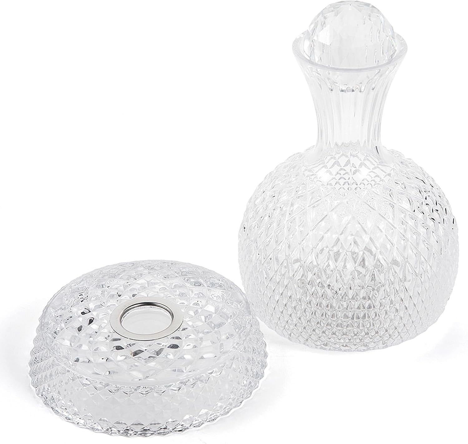 Luxury 1.5L Crystal Wine Decanter – 360° Rotating Aerator Relief Cut Design