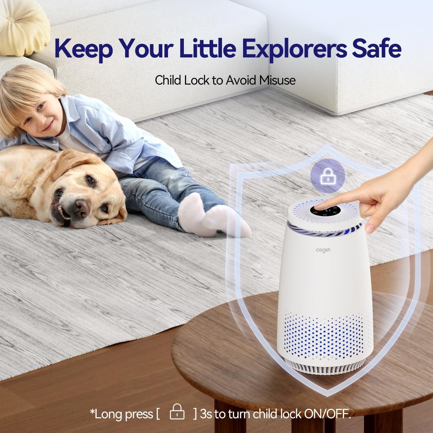 HEPA Air Purifier for Home Pets Dust Smoke Quiet Sleep Mode Timer