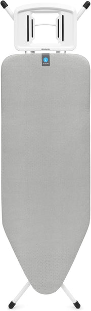 Extra Large Adjustable Ironing Board 124x45cm Steam Rest Grey Metallic