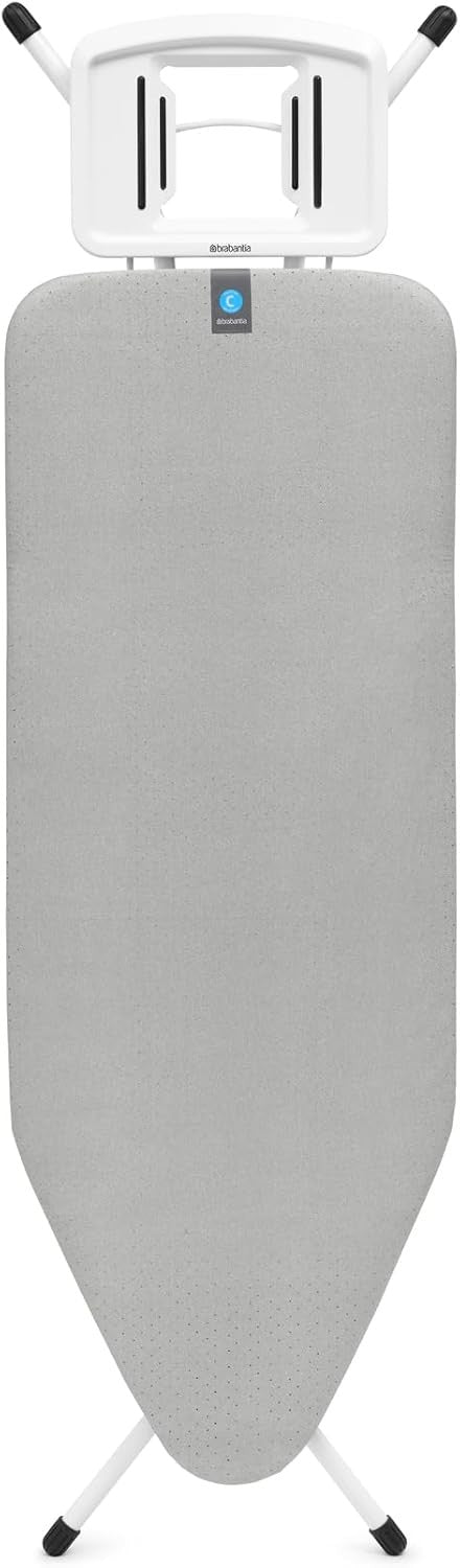 Extra Large Adjustable Ironing Board 124x45cm Steam Rest Grey Metallic
