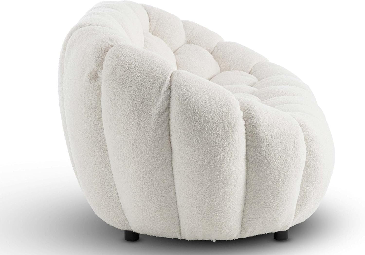 White Boucle 2 Seater Sofa Modern Tufted Teddy Fabric Couch for Living Room