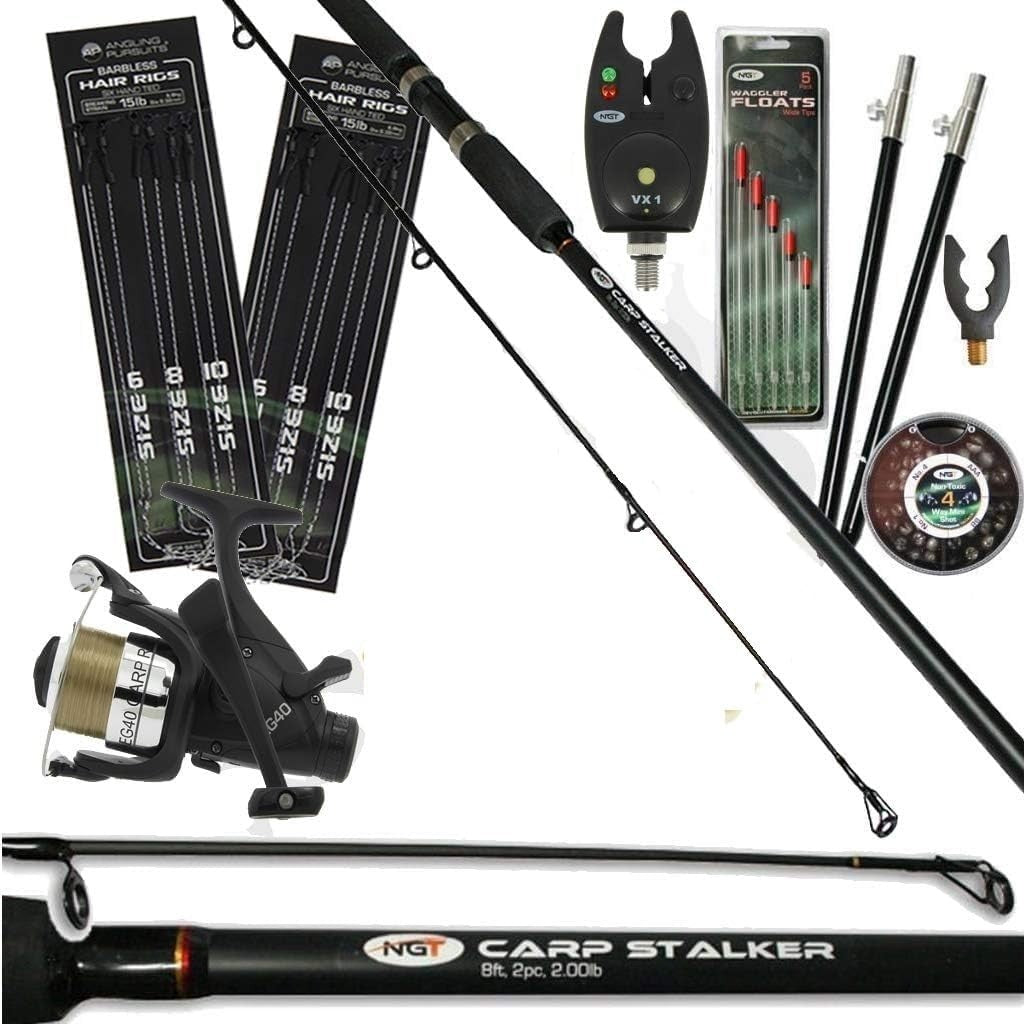 8FT Carp Fishing Rod Reel Bite Alarm Tackle Set Combo Kit