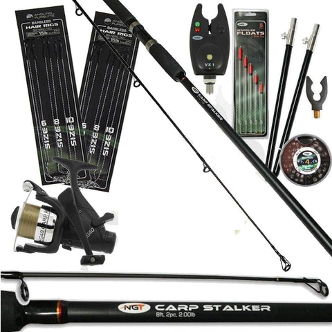8FT Carp Fishing Rod Reel Bite Alarm Tackle Set Combo Kit