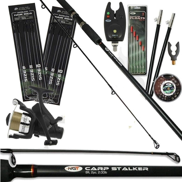 8FT Carp Fishing Rod Reel Bite Alarm Tackle Set Combo Kit