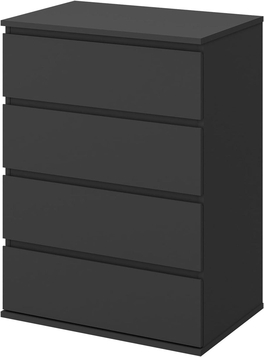 Modern Black Wooden Chest of Drawers 4-Drawer Tall Dresser Storage Organizer