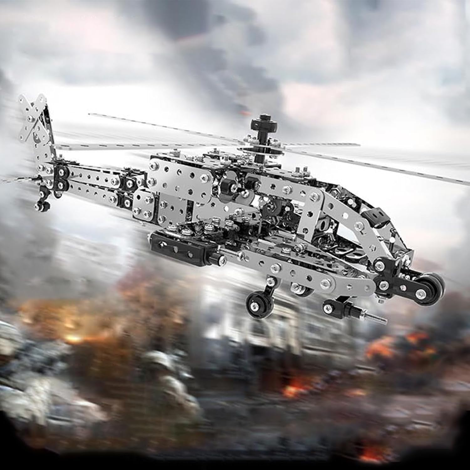 3D Metal Puzzle Apache Helicopter Model Kit - DIY Military Miniature Gift