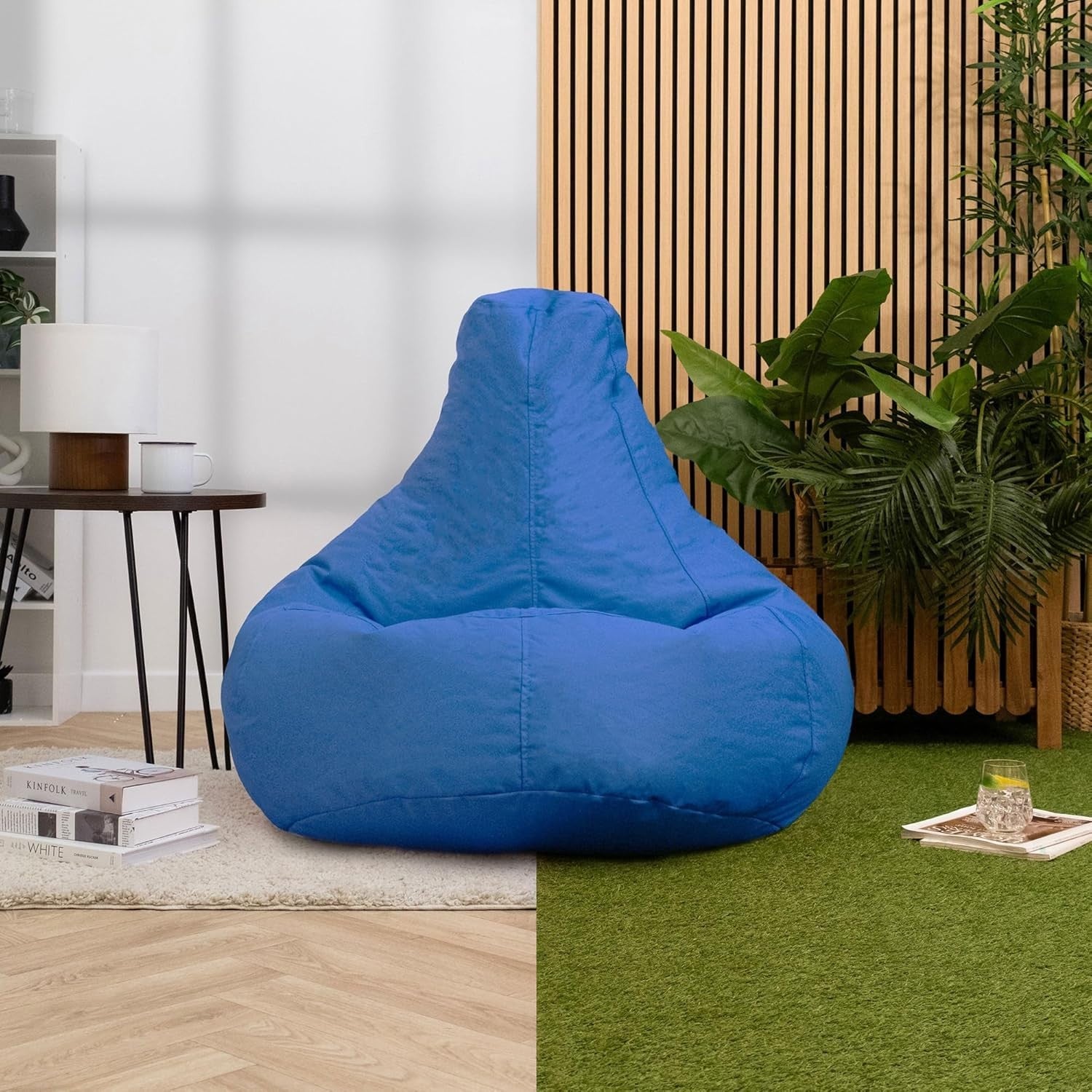 Blue Gaming Bean Bag Chair | Waterproof Recliner Seat Indoor Outdoor Use