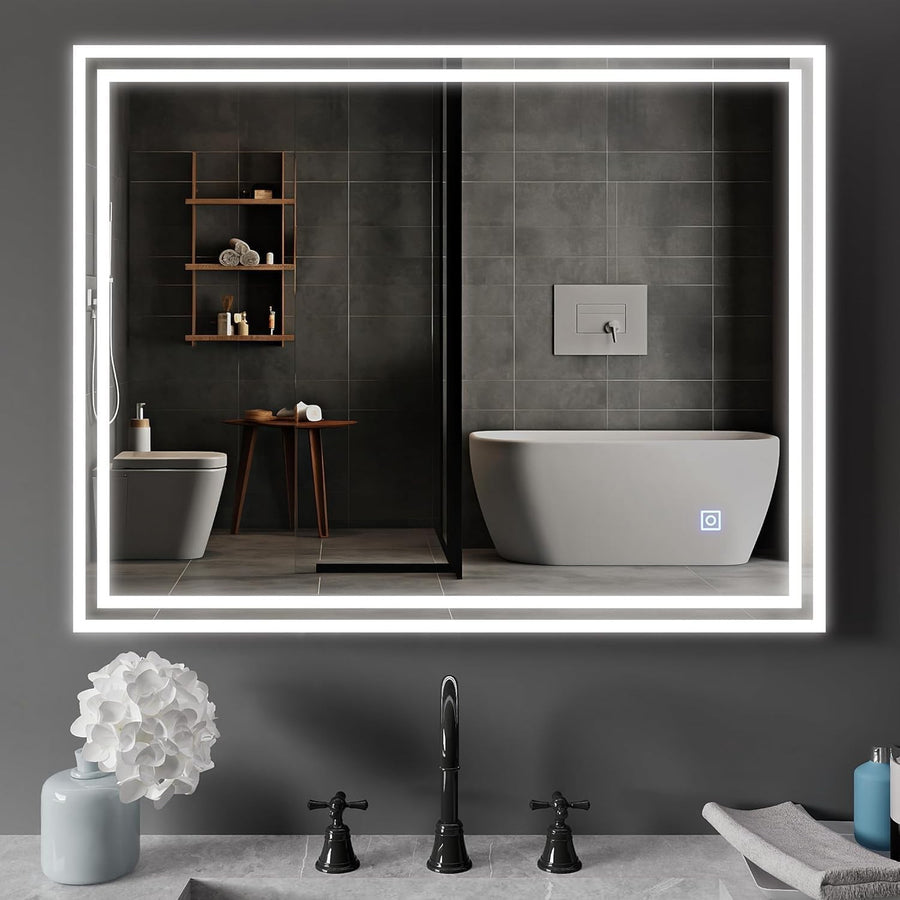 LED Bathroom Mirror 80x60cm Anti-Fog Demister Pad Light Touch Sensor