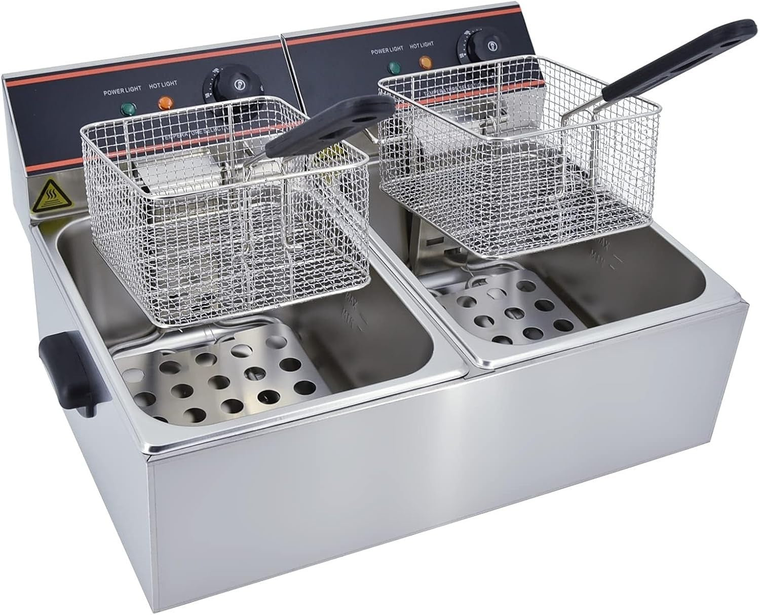 12L Double Electric Deep Fat Fryer 6000W Stainless Steel Countertop