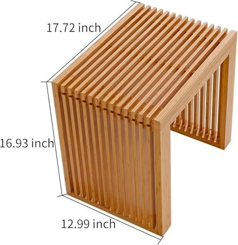Nature Bamboo Bench Modern Indoor Storage Seat for Entryway Bedroom Kitchen