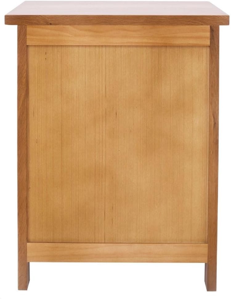 Solid Oak Bedside Table with 3 Drawers – Rustic Wooden Nightstand