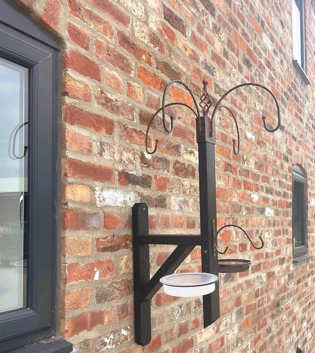 Wall Mounted Bird Feeding Station with Water Bath & Seed Trays Outdoor Garden