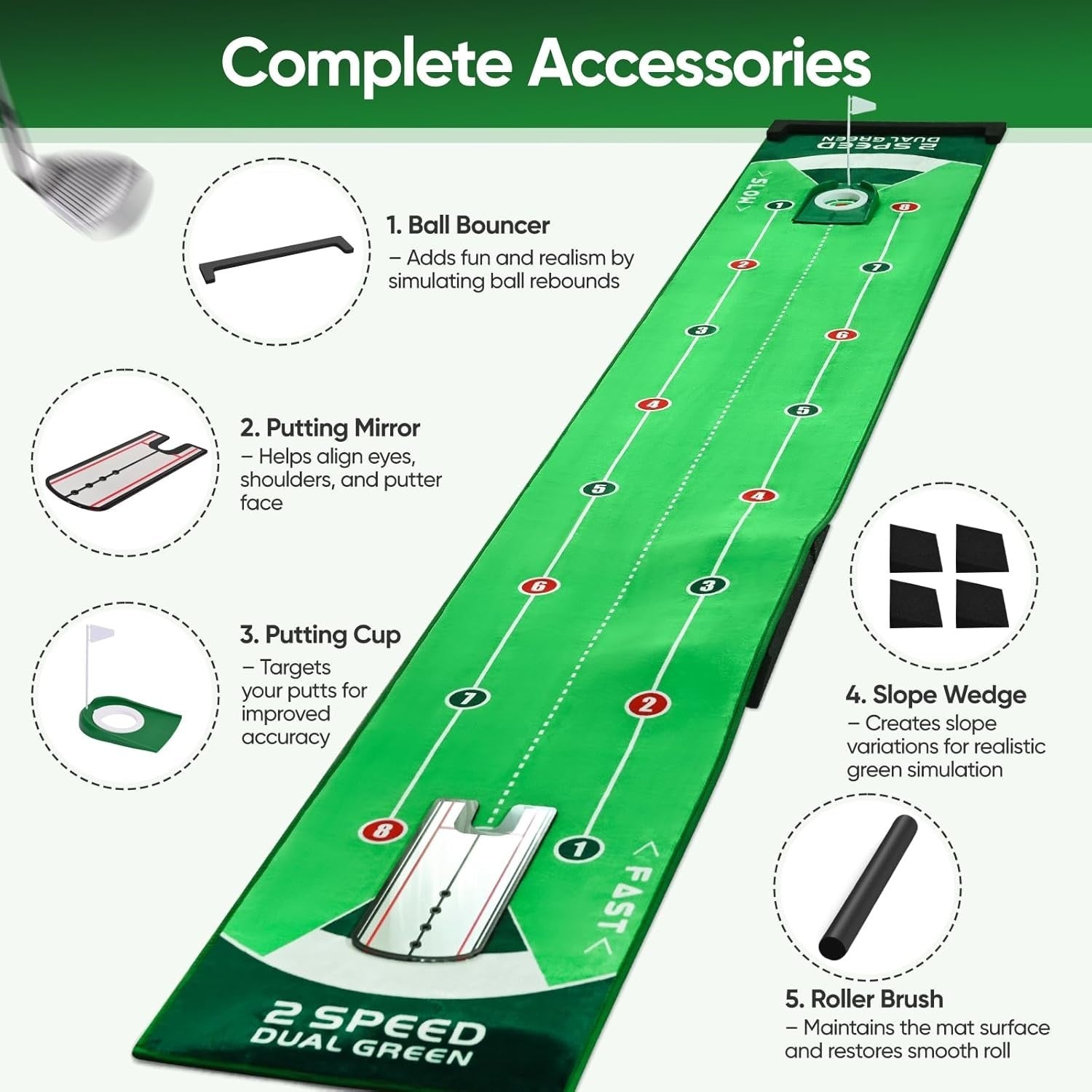 Professional Golf Putting Mat 10ft Mirror Trainer Indoor Home Practice Green
