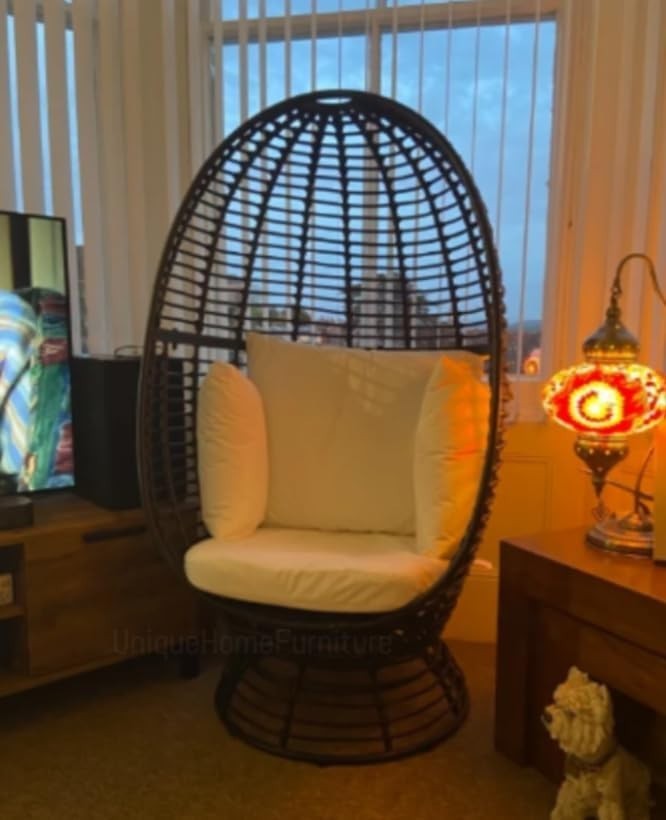 Luxury Rattan Egg Chair Outdoor Garden Patio Lounge Swivel Seat w/ Cushion