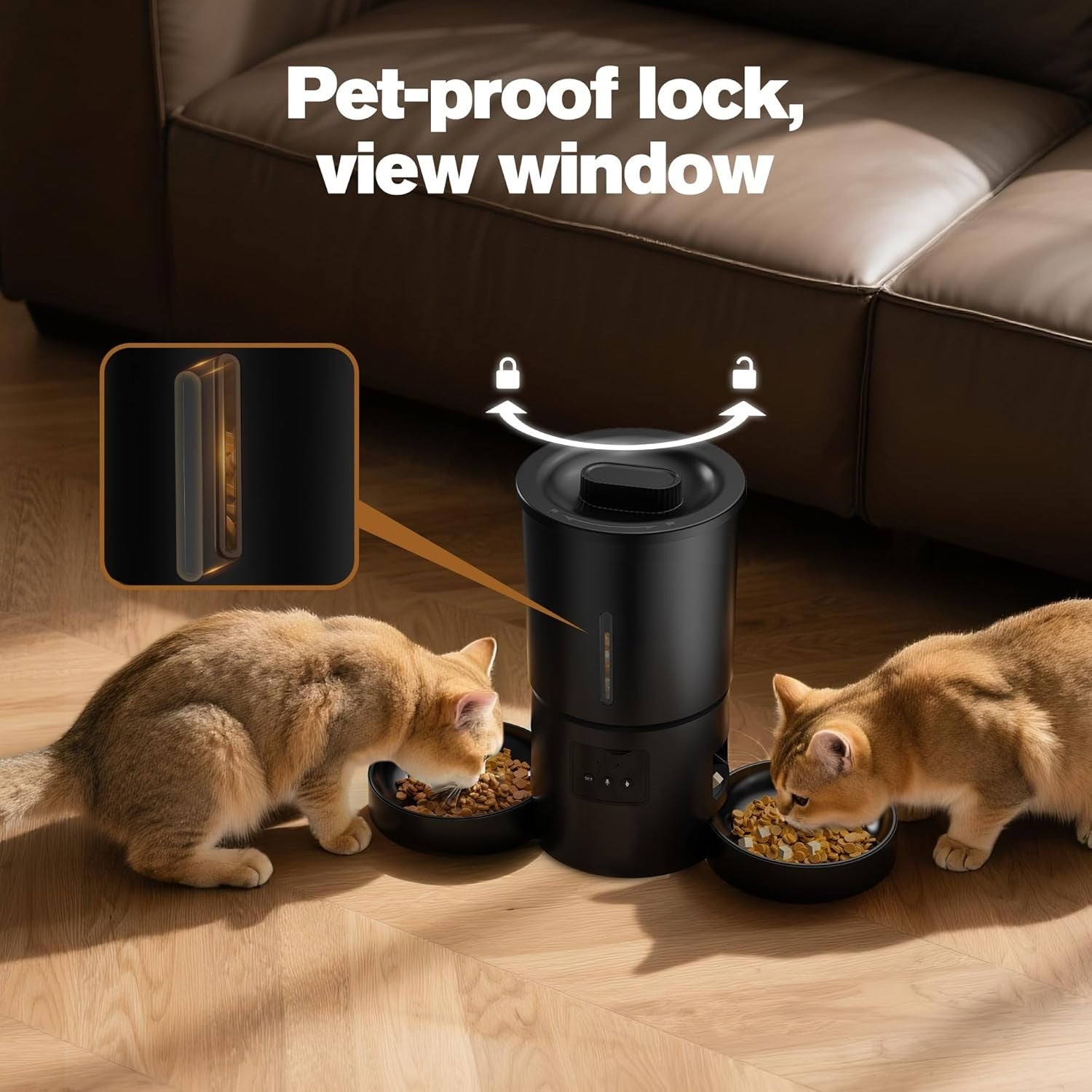 Automatic Cat Feeder 2 Bowls WiFi App Control 5L Timed Pet Feeder
