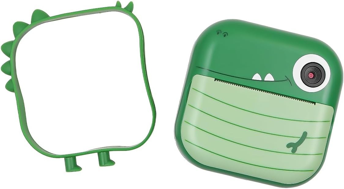 Kids Instant Print Camera 48MP 1080P HD Dinosaur Camera Green Toy