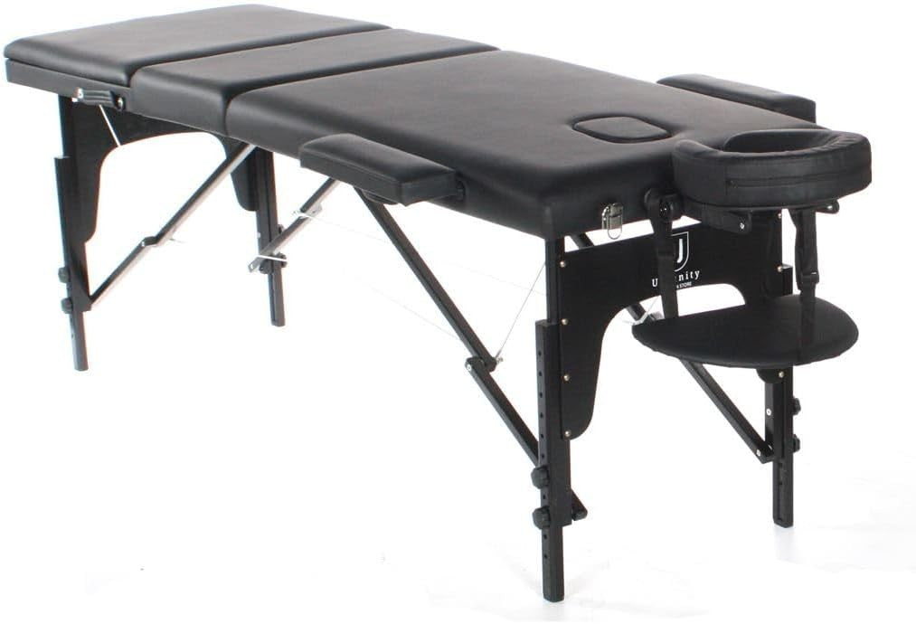 Portable Foldable Massage Table Beauty Salon Therapy Tattoo Bed Black 185cm