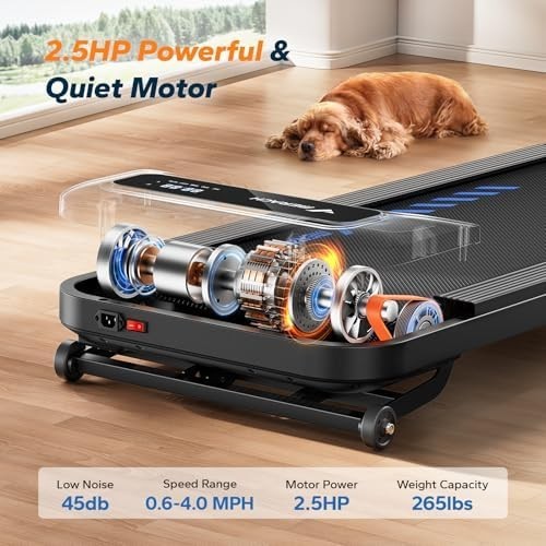 MERACH Auto-Incline Walking Pad 9%, 2.5HP Quiet Under-Desk Treadmill Home