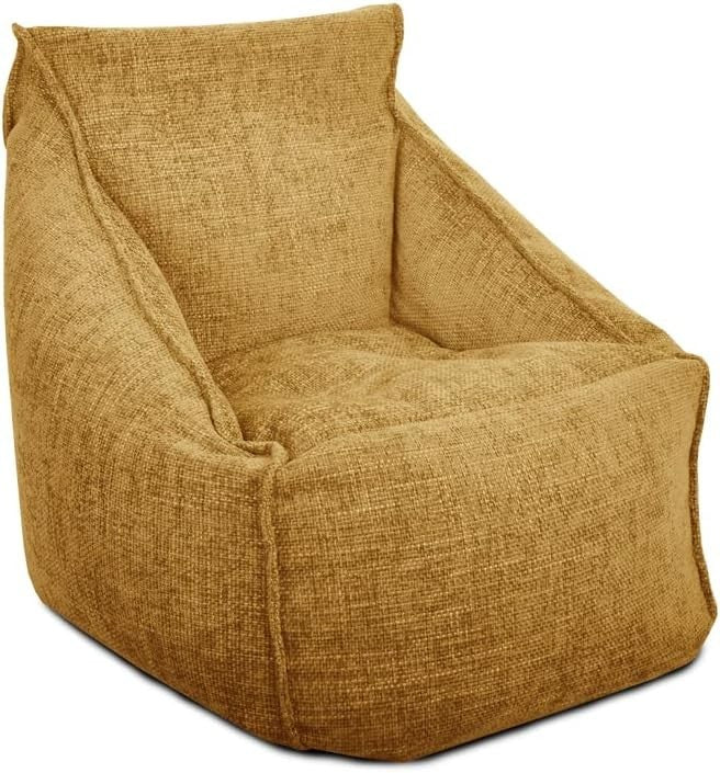 Luxury Chunky Soft Bean Bag Chair for Gaming, Reading & Lounging - Mustard