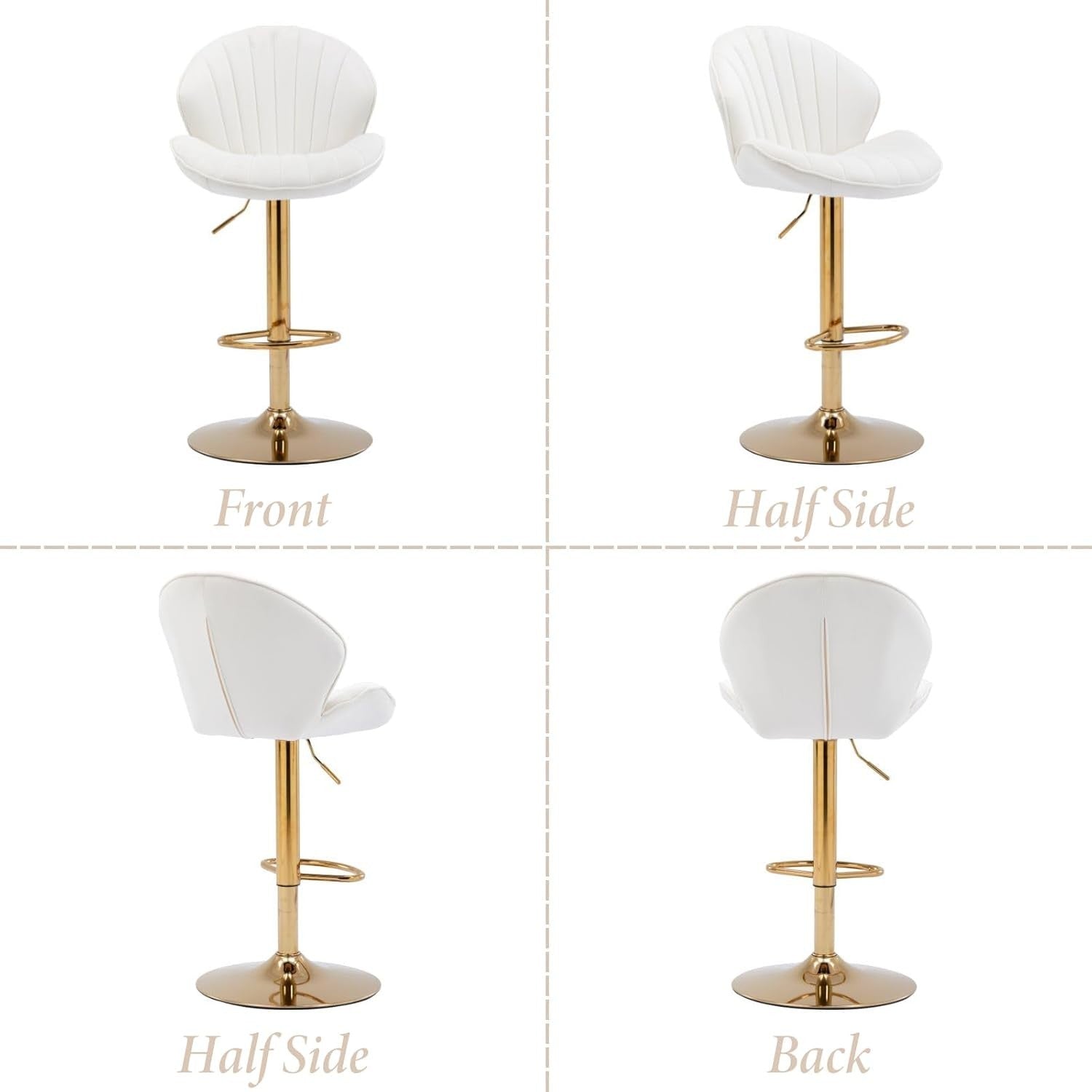 Beige Velvet Swivel Bar Stools Set of 2 Adjustable Kitchen Counter Chairs