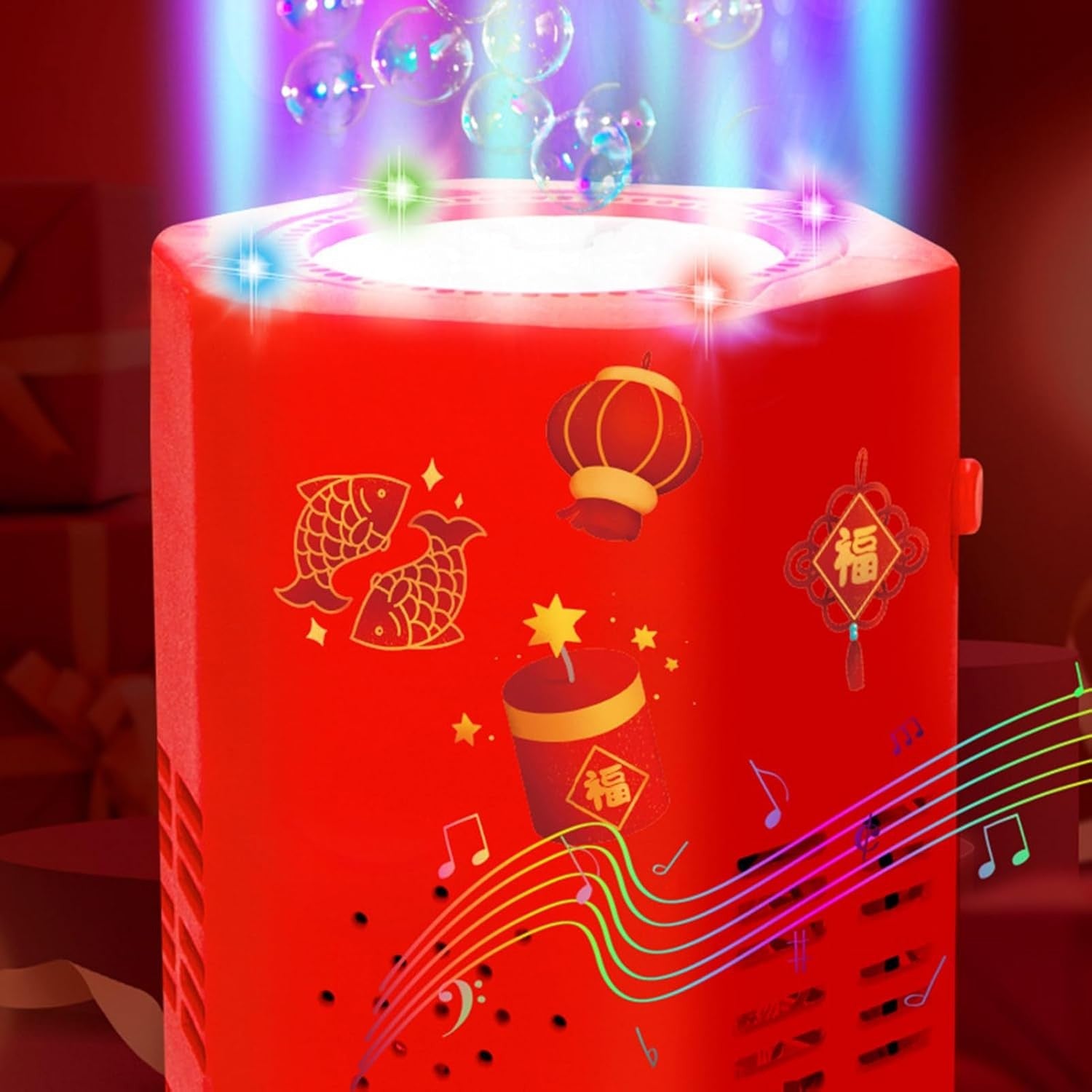 10 Hole Firework Bubble Machine with Lights Portable Toy