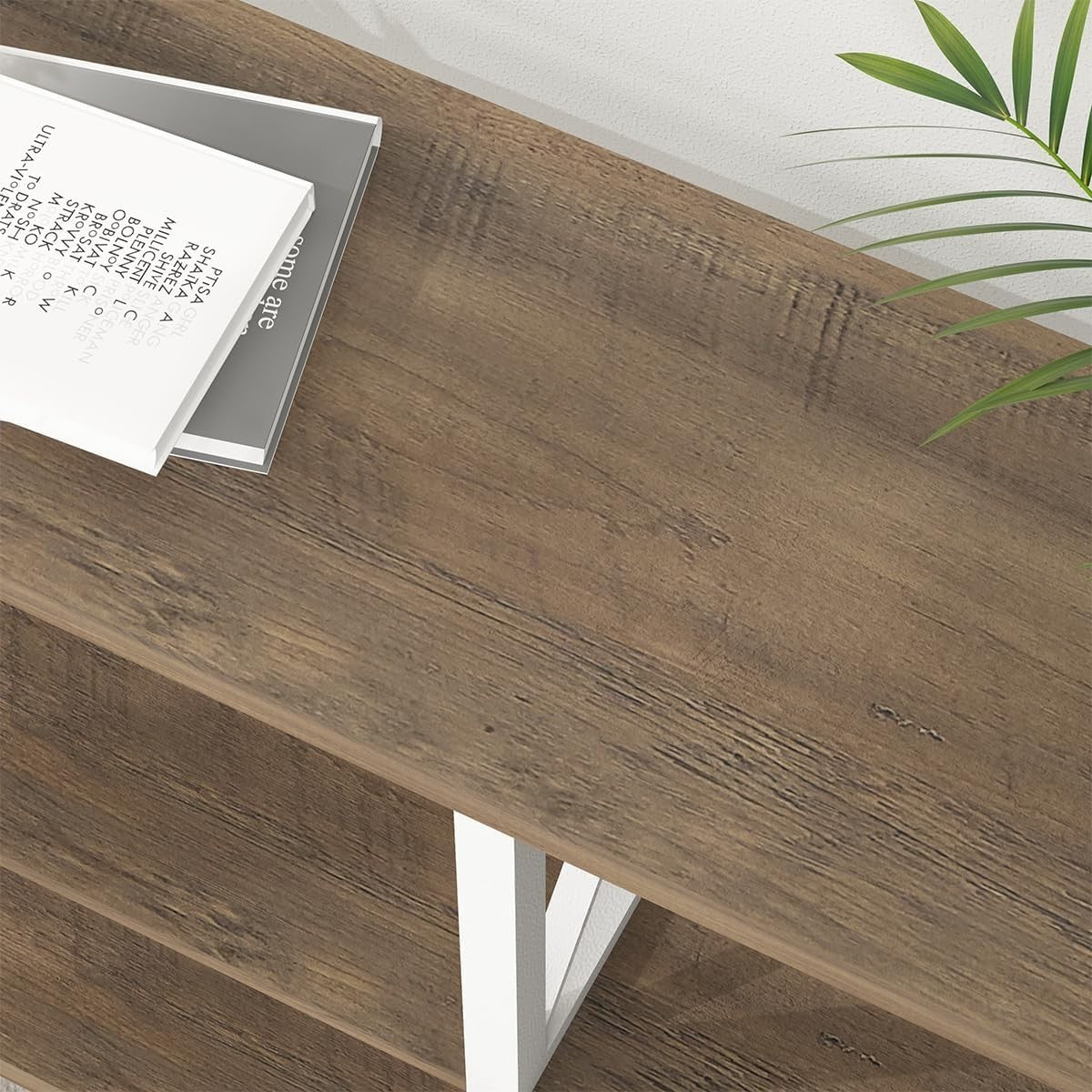 Farmhouse Entryway Table 140x75x76cm | Rustic Oak Storage Shelf Console