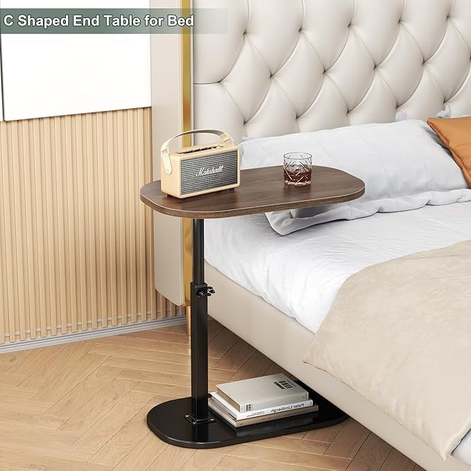 C Shaped Side Table Adjustable Height Swivel Laptop Sofa Bed Narrow Table