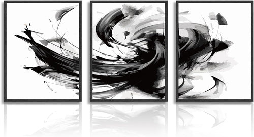 Black White Abstract Wall Art Set Modern 3 Piece Prints Bedroom Living Decor