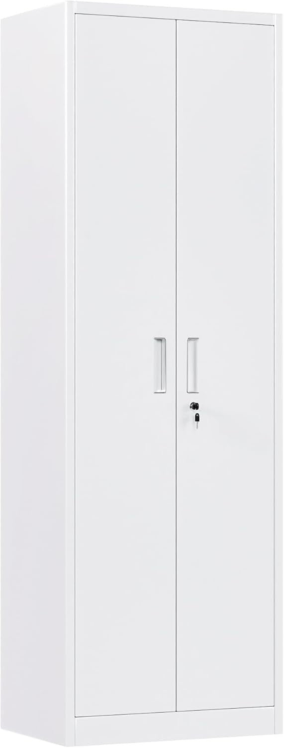 Metal Storage Cabinet with Lockable Doors, 180x60x40cm, Adjustable Shelves