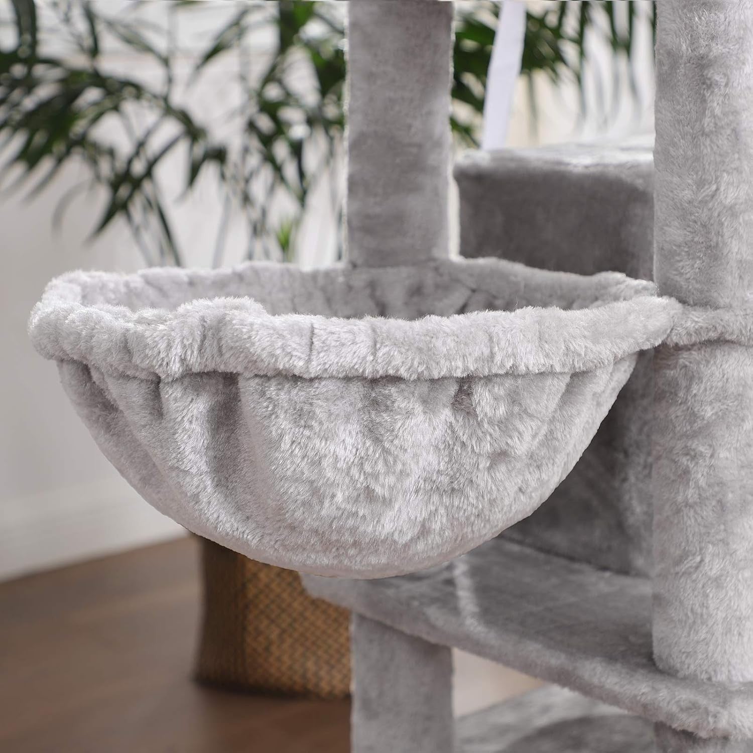 Large Cat Tree 164cm with 3 Condos Scratching Posts Plush Beds Light Grey