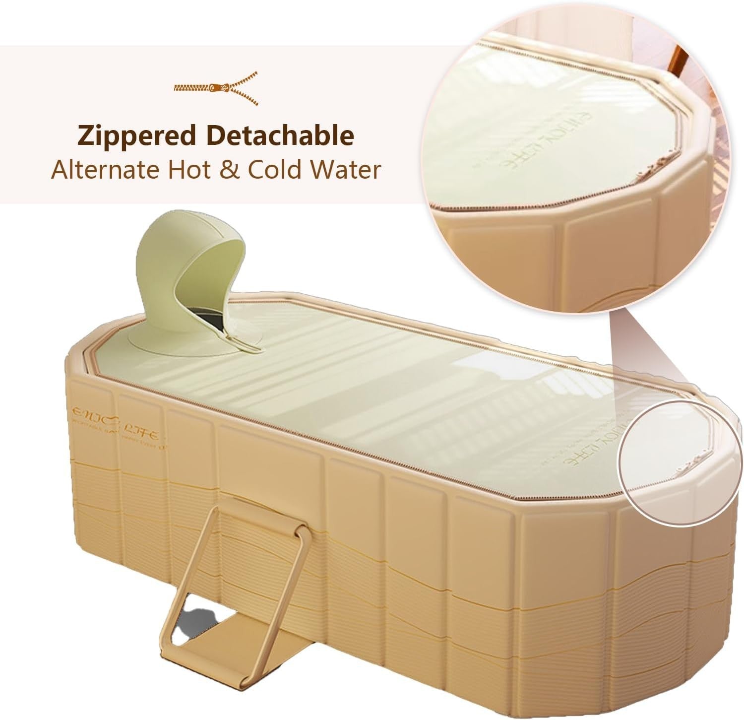 Folding Bathtub 1.2M Gold Portable Sauna SPA Tub for Adults & Children