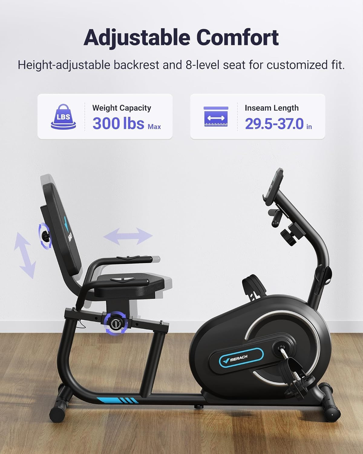 Recumbent Exercise Bike Bluetooth App LCD Heart Rate Quiet Magnetic Home Fitness