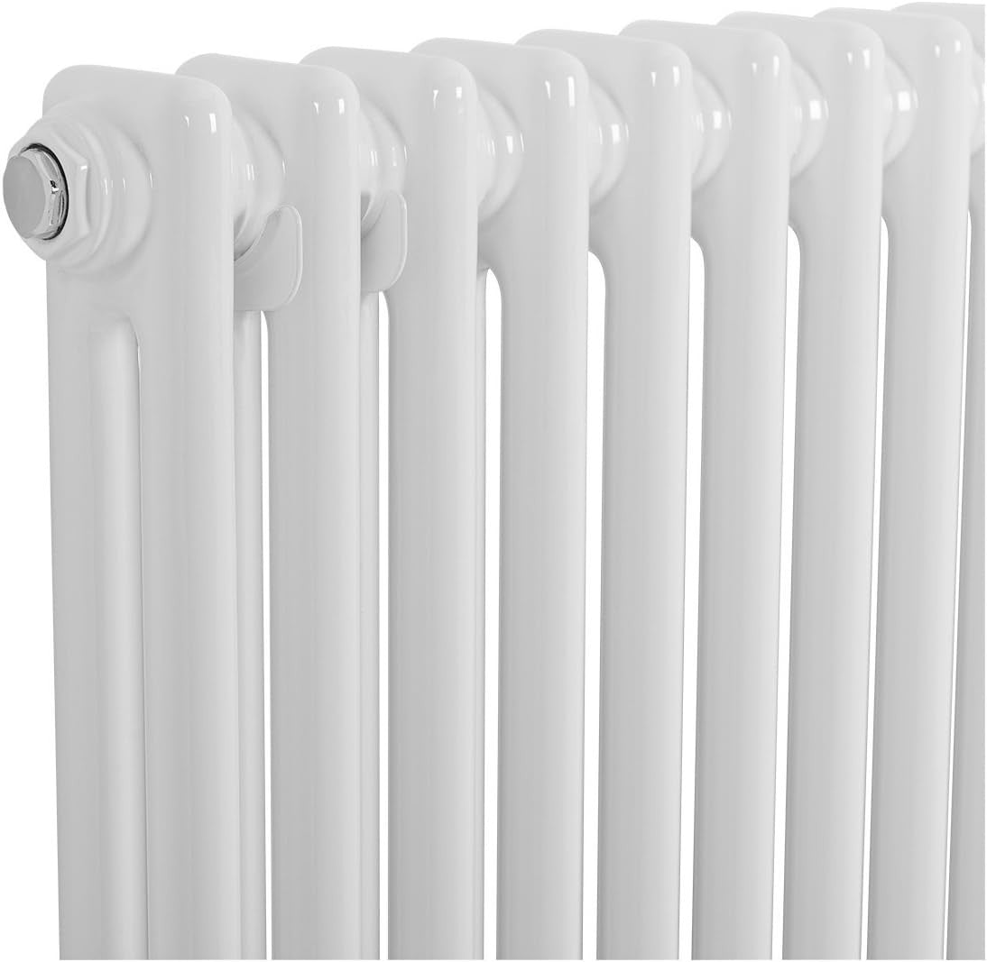 Double Column Horizontal Radiator 600x1190mm White Cast Iron Style