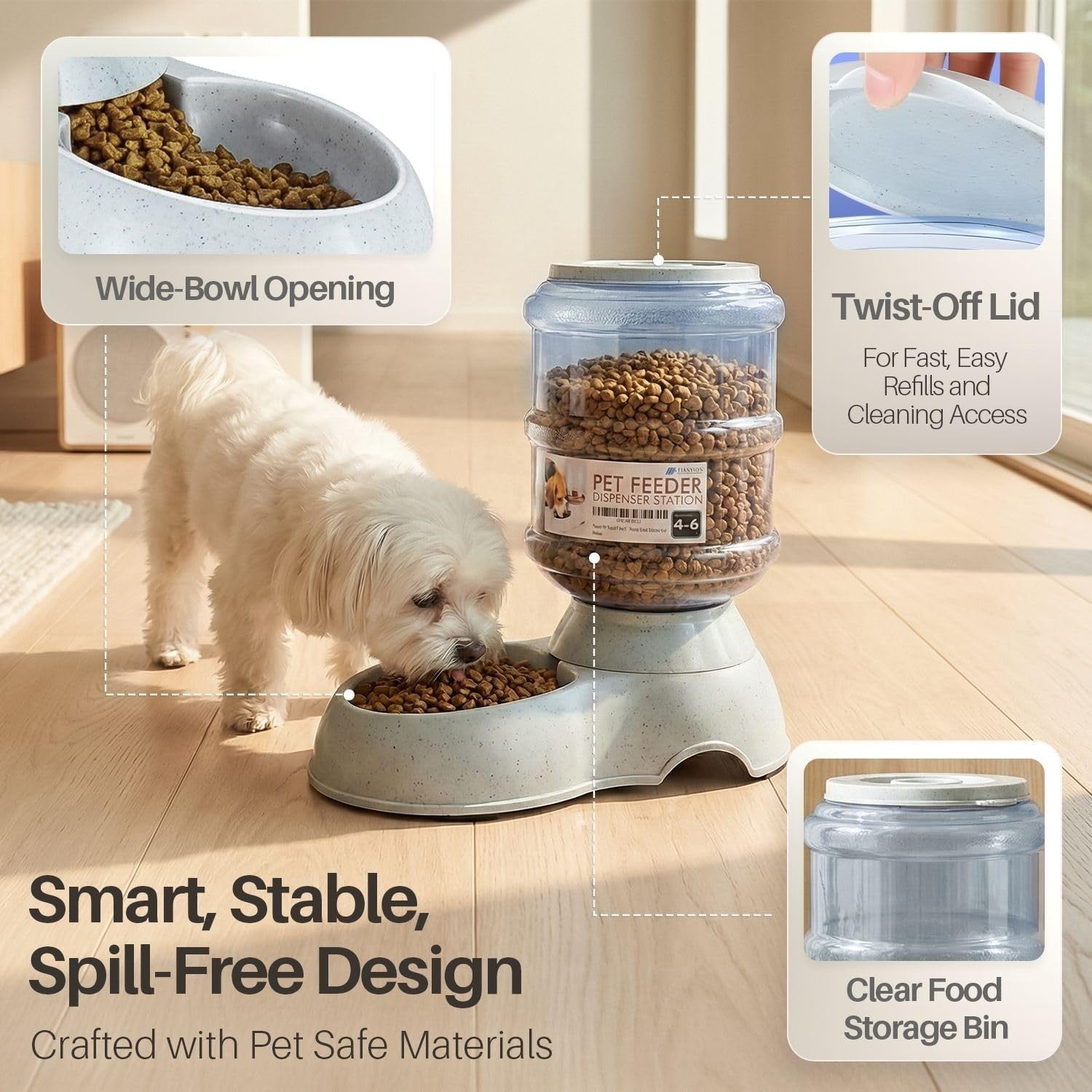 Gravity Pet Feeder Water Dispenser Set Auto Food Station for Cats Dogs