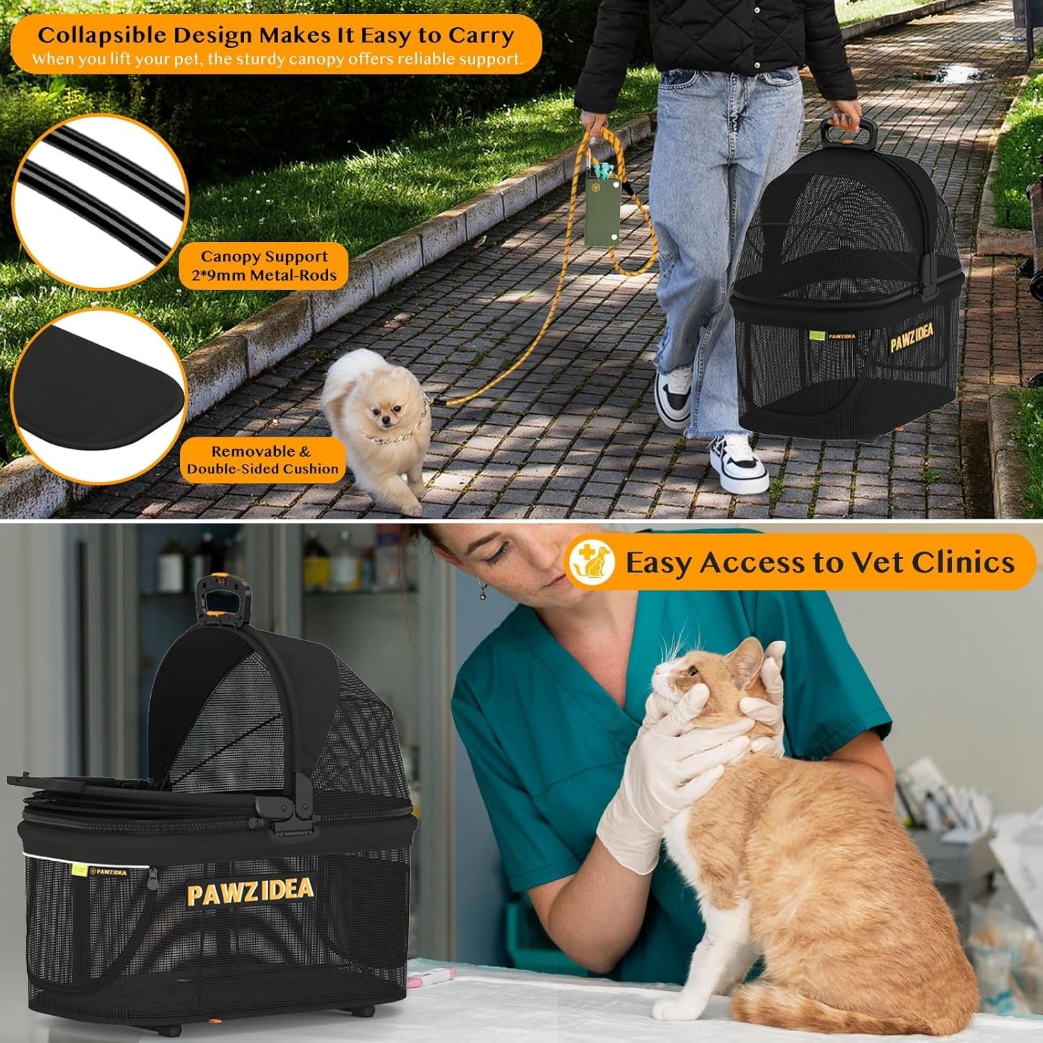 4 in 1 Pet Stroller Dog  Pushchair Detachable Carrier Foldable Jogger