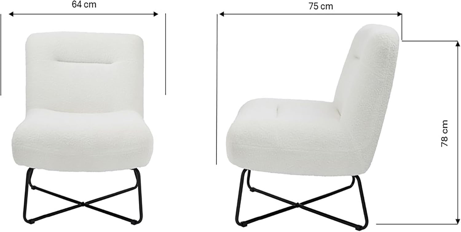 Boucle Accent Chair Cream Teddy Lounge Armchair Modern Seat