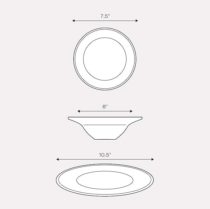 12 Piece White Porcelain Dinner Set for 4 Plates Bowls Microwave Safe