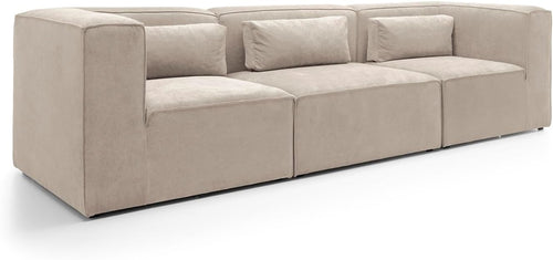 Modular 4 Seater Sofa Beige Cord Chenille Fabric | Space-Saving, Comfy, Modern