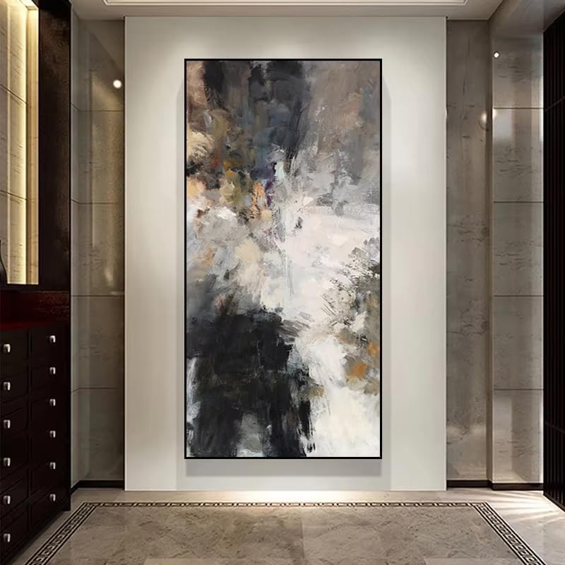 Extra Large Black White Abstract Canvas Wall Art 75x150cm