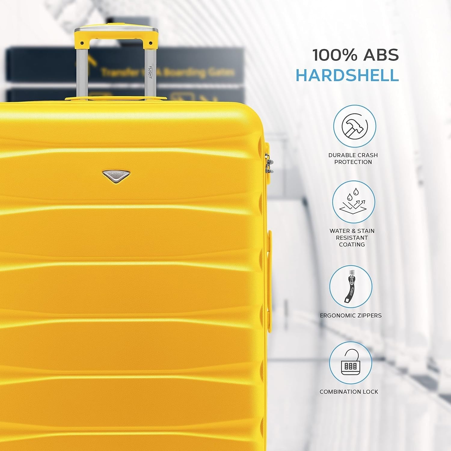 Medium 25” ABS Check-In Suitcase Lightweight Hard Shell 4 Spinner