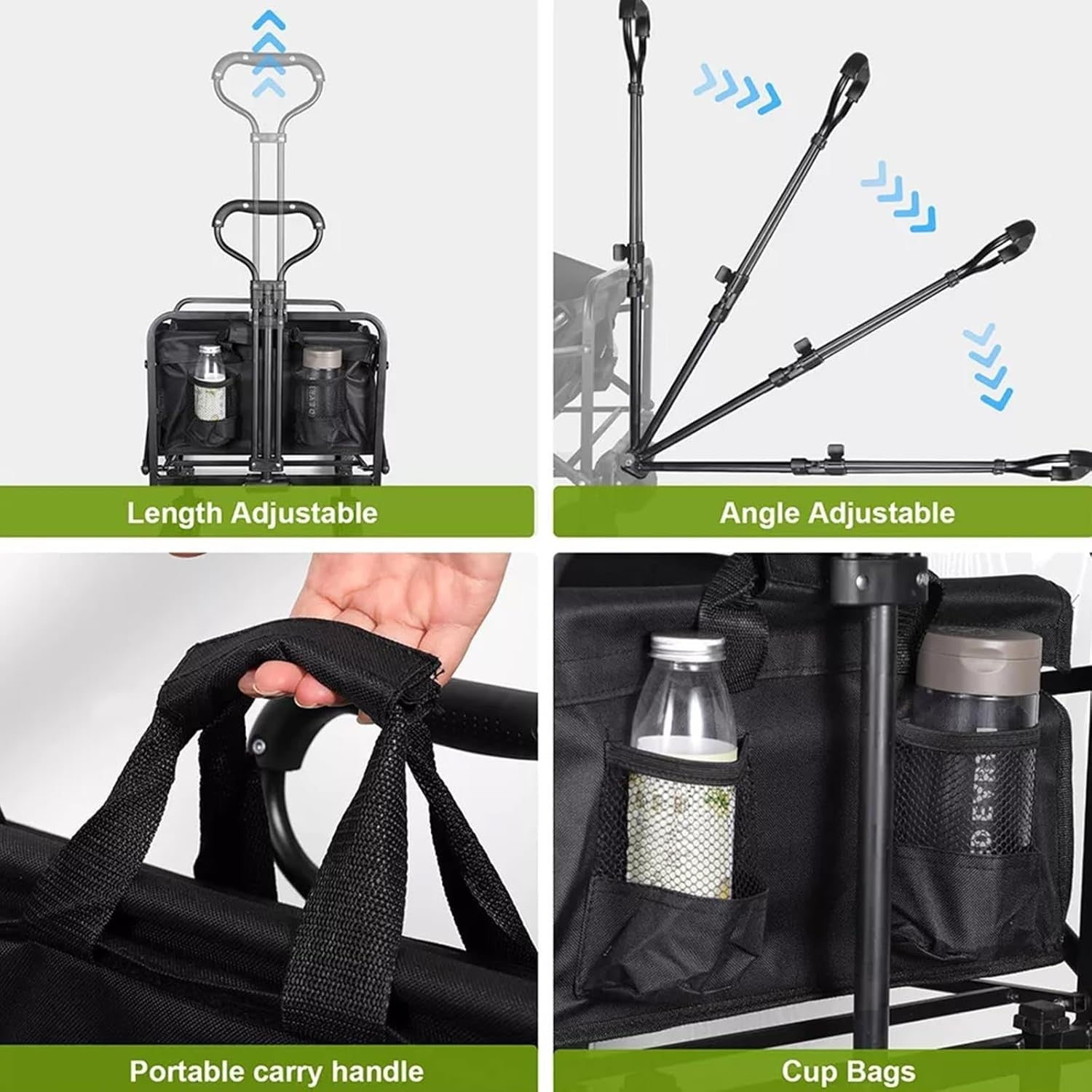 Black 120L Folding Festival Trolley Heavy Duty Camping Beach Wagon 330lbs